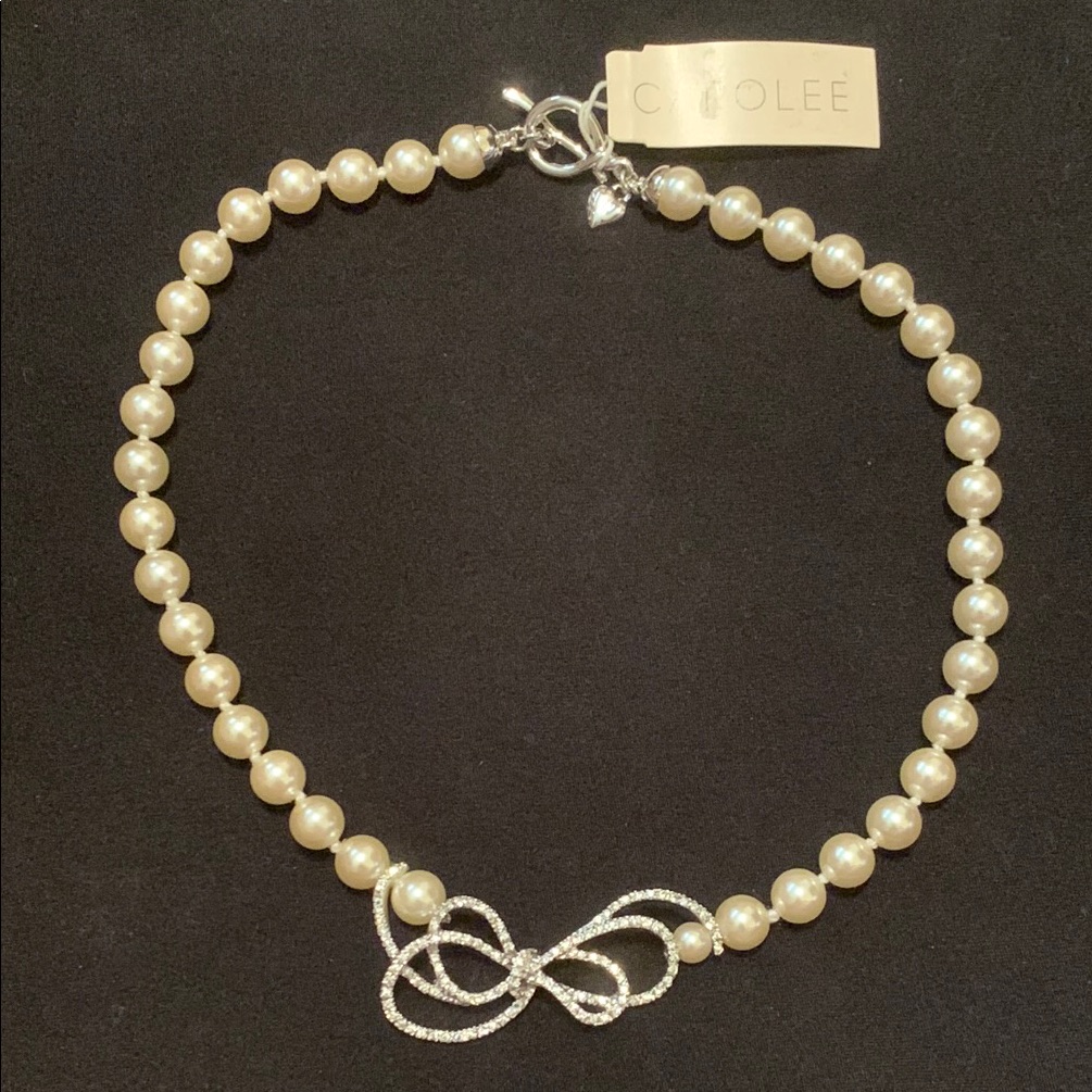Nwt Carolee Faux Pearl Toggle Clasp Chocker Necklace 16